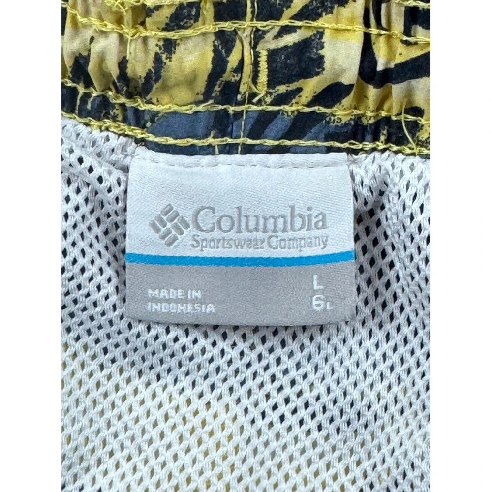 Columbia Sportswear Mens Blue Yellow‎ Tropical Palm Print Swim Trunks Size Large